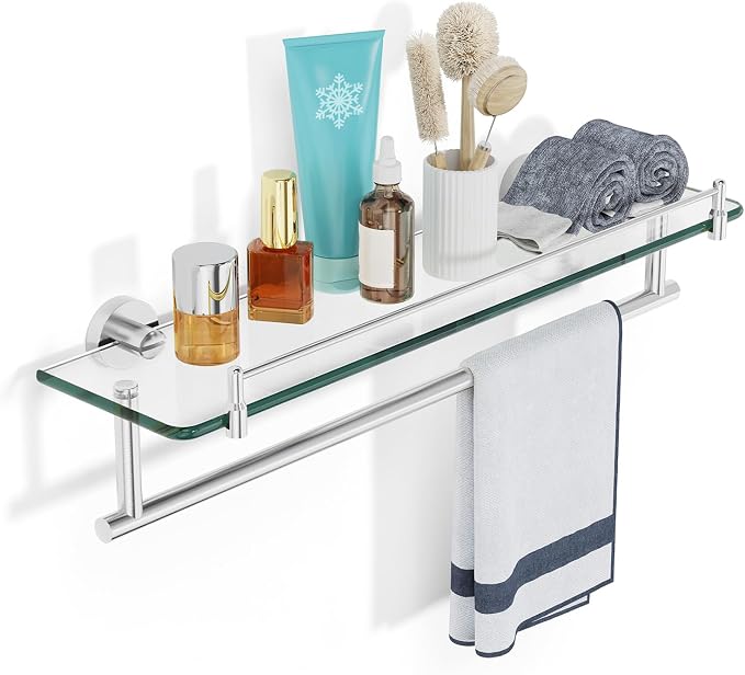 20-Inch Tempered Glass Bathroom Shelf by HOMELIFE