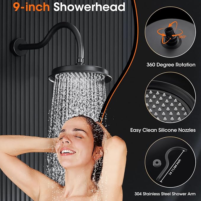 Matte Black Shower System, Shower Faucet Set - Image 7