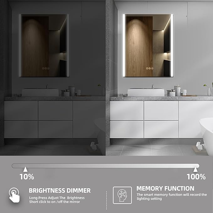 Medicine Cabinet with LED Lights and Mirror, 20 x 28 Inch Surface or Recessed - Image 5