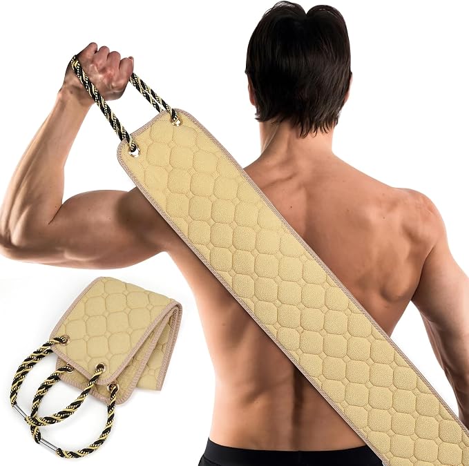 Exfoliating Back Scrubber with Handles, 39 Inch Double-Sided Back Exfoliator by eaxun