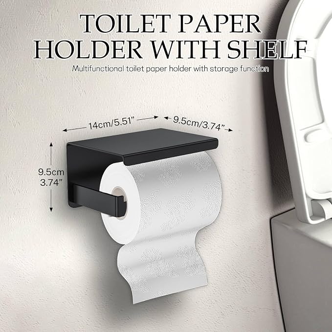 Matte Black Bathroom Hardware Accessories Set 5-Pieces Black Towel Bar Set - Image 4
