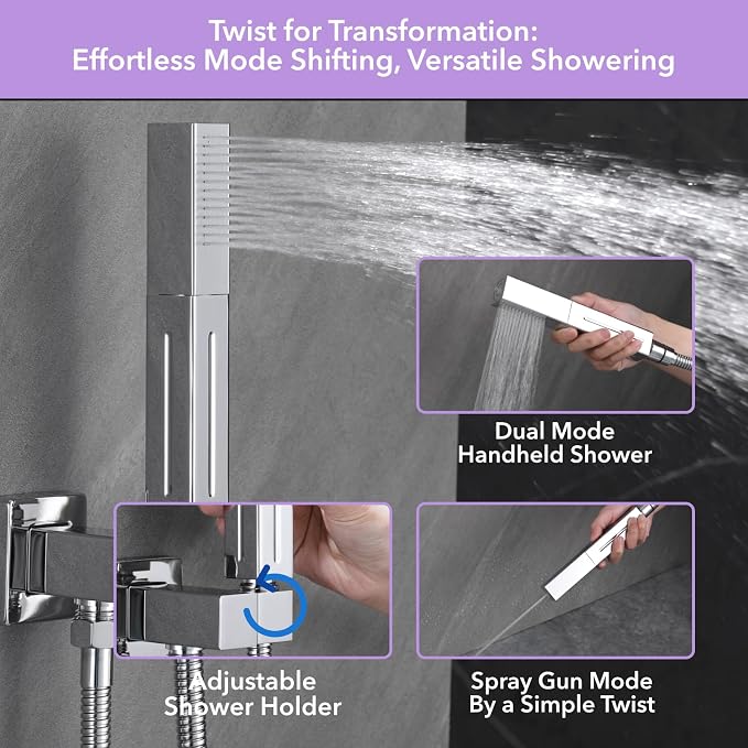 VANFOXLE Shower Faucet Set Chrome Shower System, Push Button Diverter Shower - Image 4