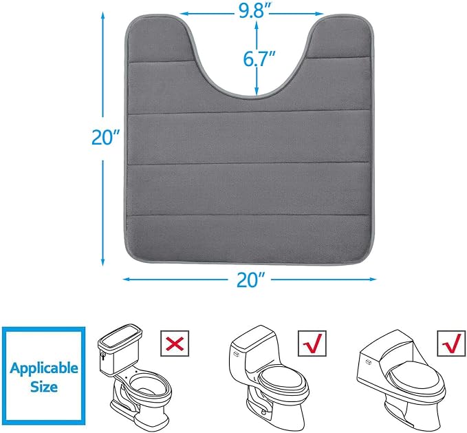 Buganda Memory Foam U-Shaped Contour Toilet Rugs, Non Slip Absorbent, Thick - Image 2