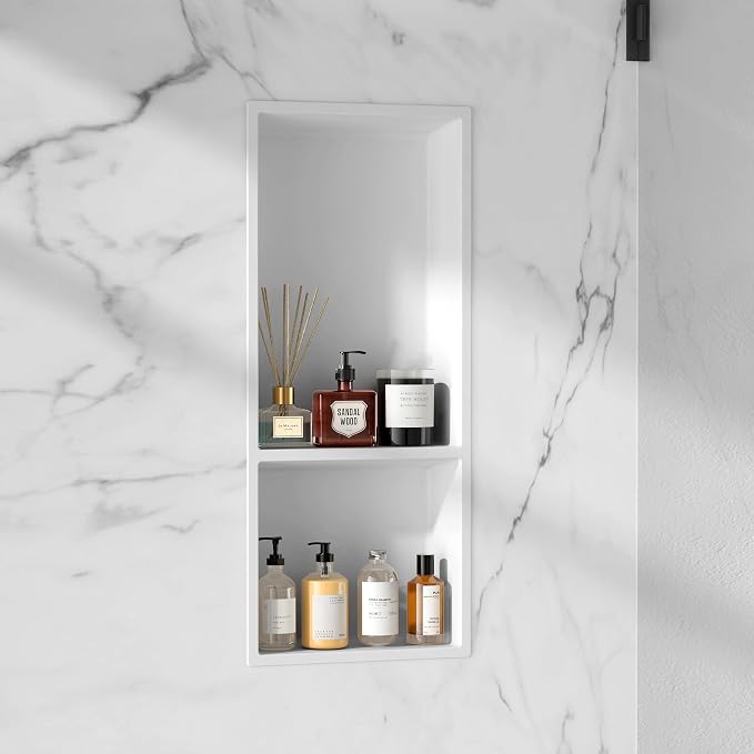 Shower Niche No Tile Needed, 12.2"x28.7"x3.8", Vertical Double Recessed Wall - Image 8