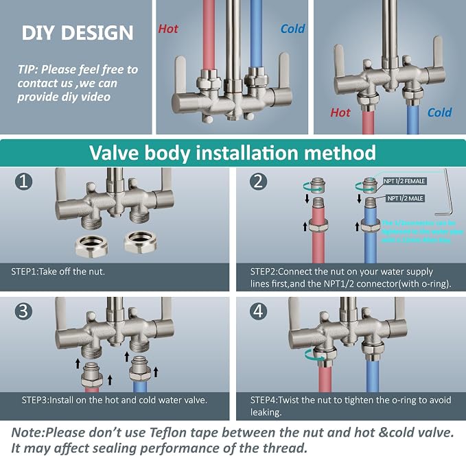 Aolemi Outdoor Shower Fixtures, Outdoor Shower Kit Faucet System 3 Inch Center - Image 9