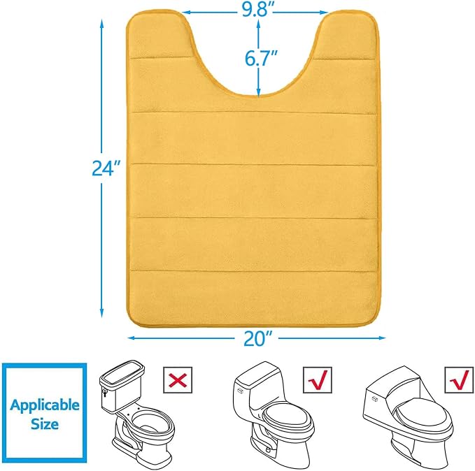 Buganda Memory Foam U-Shaped Contour Toilet Rugs, Non Slip Absorbent, Thick - Image 2