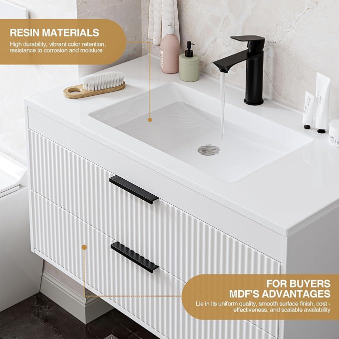 36 Inches Modern MDF Bathroom Vanity - Image 4