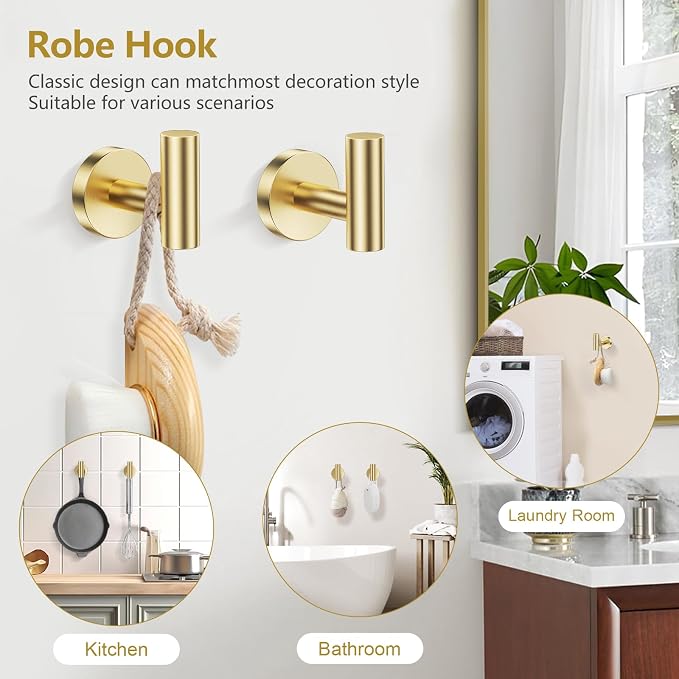 TQKAG 5 Piece Bathroom Towel Bar Holder Sets Brushed Gold Bathroom Hardware Set - Image 4