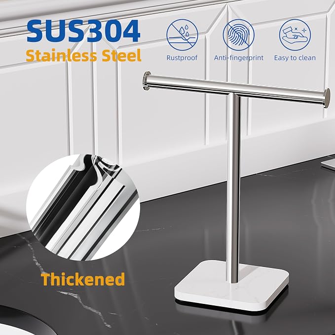 RUACQ Hand Towel Holder, T-Shape Free Standing Hand Towel Holder Stand - Image 4