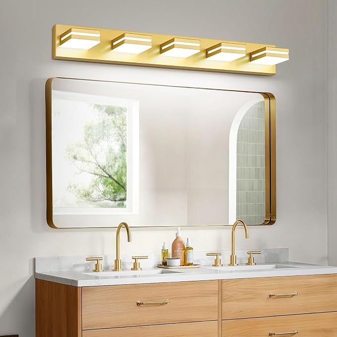 Modern LED Bathroom Lights Fixtures, Metal Gold Acrylic Wall Lighting, Vanity - Image 5