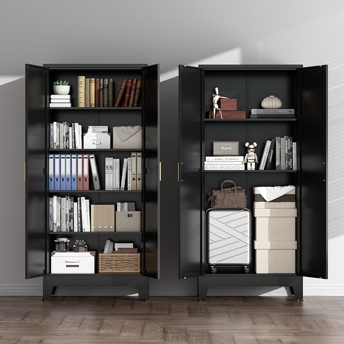 COFaR Black Farmhouse Storage Kitchen Pantry Cabinet - Image 8