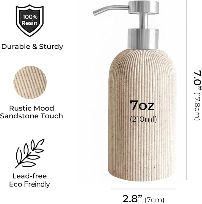 Lunestella Elegant Boho Beige Hand Soap Dispenser - Image 3