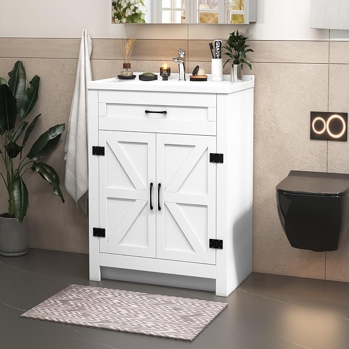 24inch Bathroom Sink Vanity Combo, Small Freestanding Single Bath Vanity Sink - Image 3
