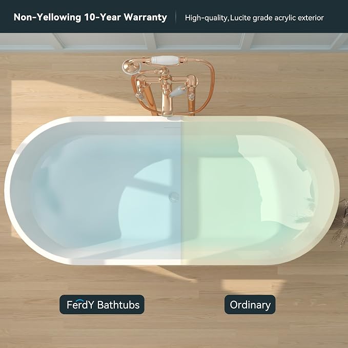 FerdY 67" Shangri-La Elite, Acrylic Freestanding Bathtub, Modern & Contemporary - Image 4
