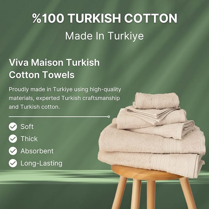100% Turkish Cotton Towel Set of 6 - Image 8