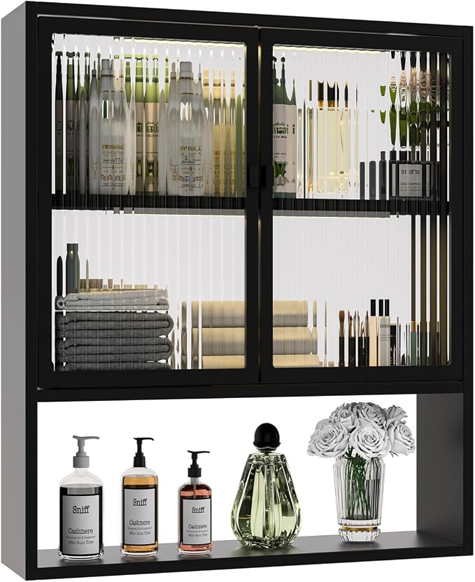 Metal Medicine Cabinet with Glass Doors, Space Saver Bathroom Cabinets Wall - Image 9