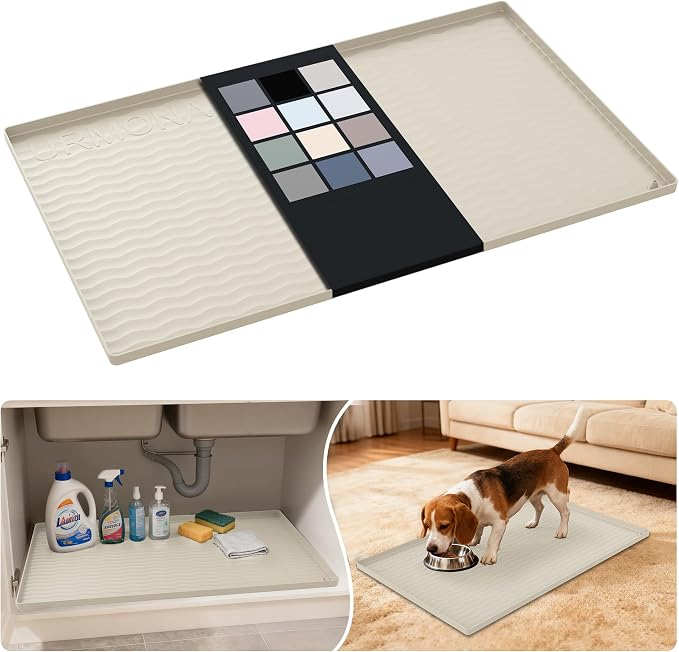 URMONA Waterproof Silicone Under Sink Mat 31'' x 22'' Shelf Liner by URMONA