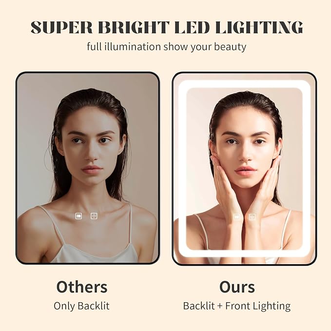 LED Bathroom Mirrors with Lights, 3 Colors Dimmable, Touch Sensor - Image 4