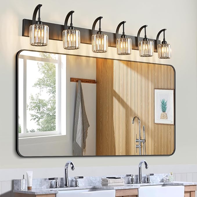 6-Light Crystal Vanity Light, 51.18" Long Over Mirror Lighting - Image 6
