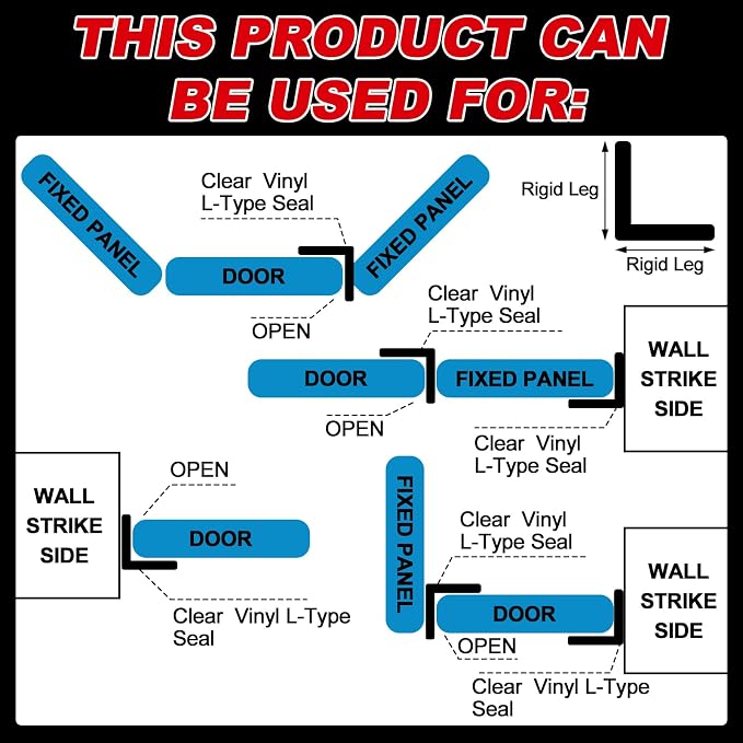 2 Pcs 1/2'' x 36'' Long Clear Vinyl L-Type Seal Strip - Image 7