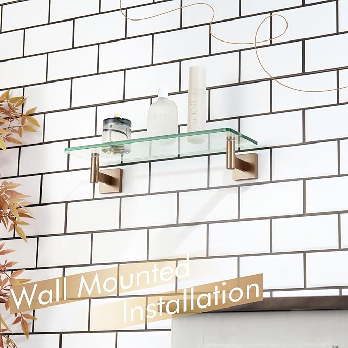KOKOSIRI Wall Shelves Bathroom Hardware Glass Floating Shelf Small Hanging Rack - Image 2