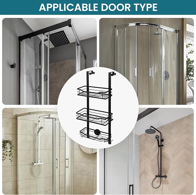 TAILI Hanging Shower Caddy Over The Door Adjustable Hanging Organizer Rack - Image 8