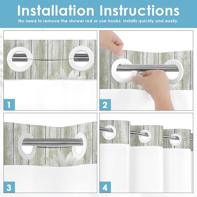No Hook Daisy and Butterfly Shower Curtain - Image 5
