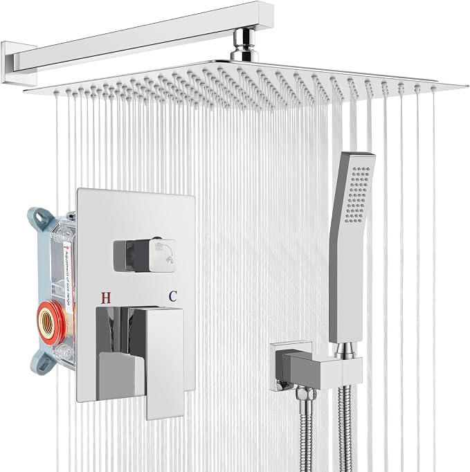 gotonovo Rainfall Bathroom Shower System Rain Shower Head and Handle Set Wall by HOME