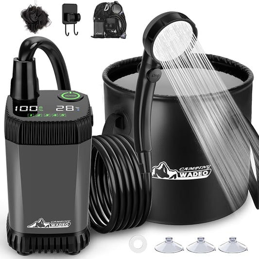 Upgraded Portable Shower for Camping, Rechargeable Camping Shower by WADEOmakeyourlifebetter