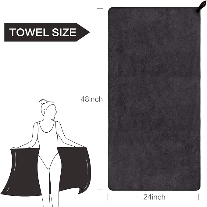 SUNLAND Microfiber Gym Bath Towel Ultra Soft Travel Camping Towel Super - Image 2