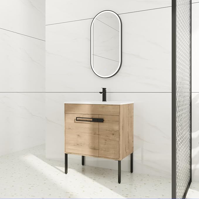 30 inch Bathroom Vanity with Ceramic Sink, Single Sink Modern Bathroom Vanities - Image 2