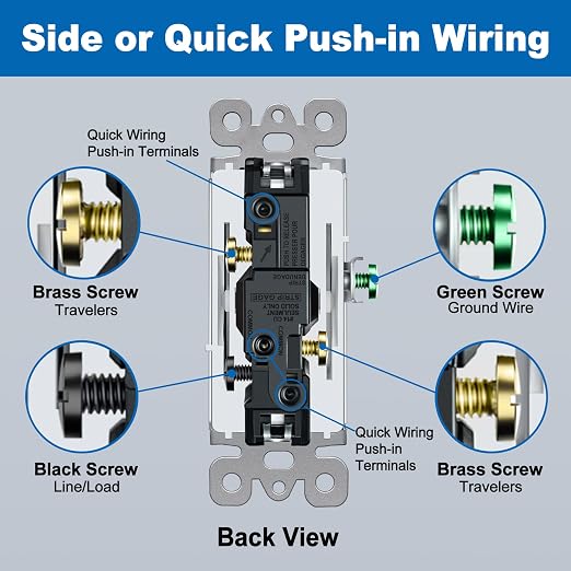 BESTTEN 40 Pack 3-Way Decorator Wall Light Switch, 15A 120V/277V, On/Off Rocker - Image 3