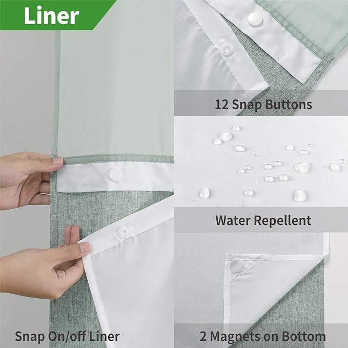 No Hooks Needed Linen Textured Shower Curtain - Image 5