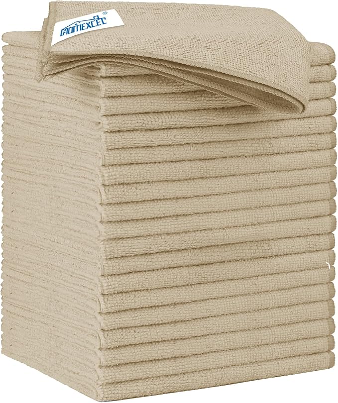 HOMEXCEL Brown Microfiber Cleaning Cloth 20 Pack 11.5 x 11.5 inch Microfiber by HOMEXCEL