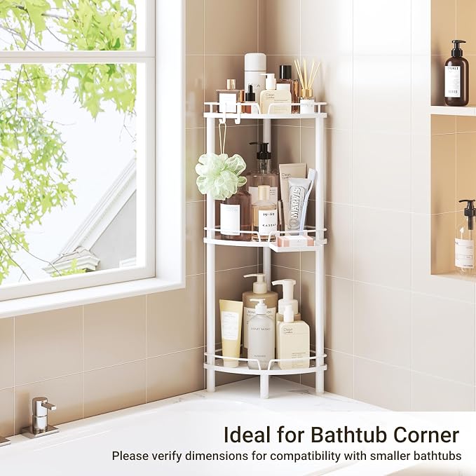 ELYKEN Corner Shower Caddy Standing, 3 Tier Rustproof Metal Shower Organizer - Image 8