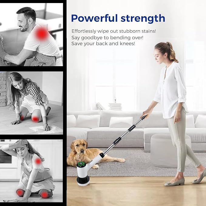 Electric Spin Scrubber for Cleaning-2 Adjustable Speeds, 8 Cleaning Brushes - Image 2