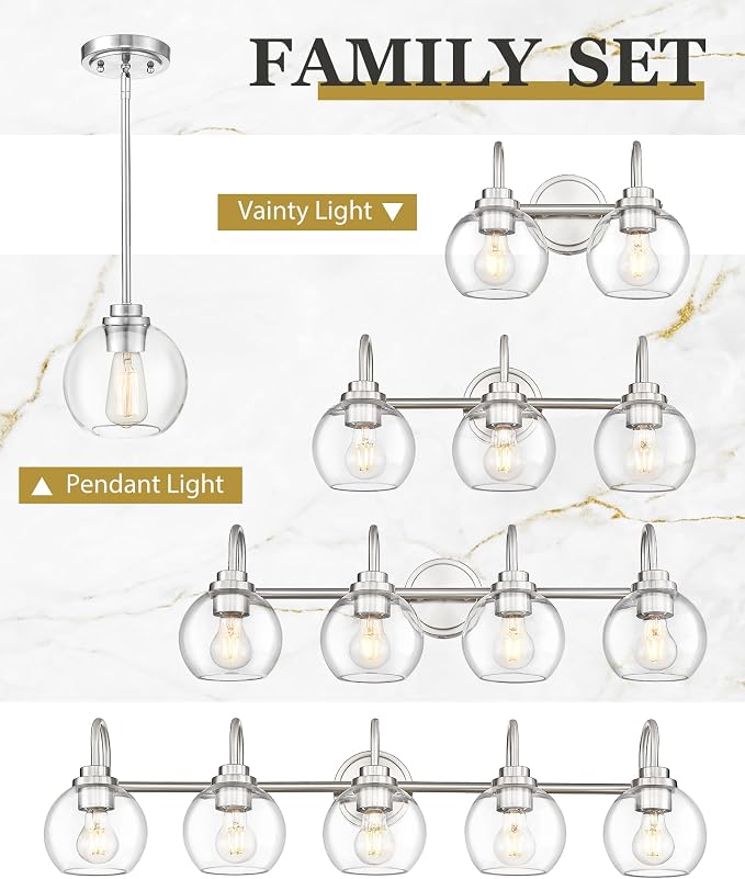 Bathroom Light Fixtures, 5-Light Brushed Nickel Vanity Lights Over Mirror - Image 7