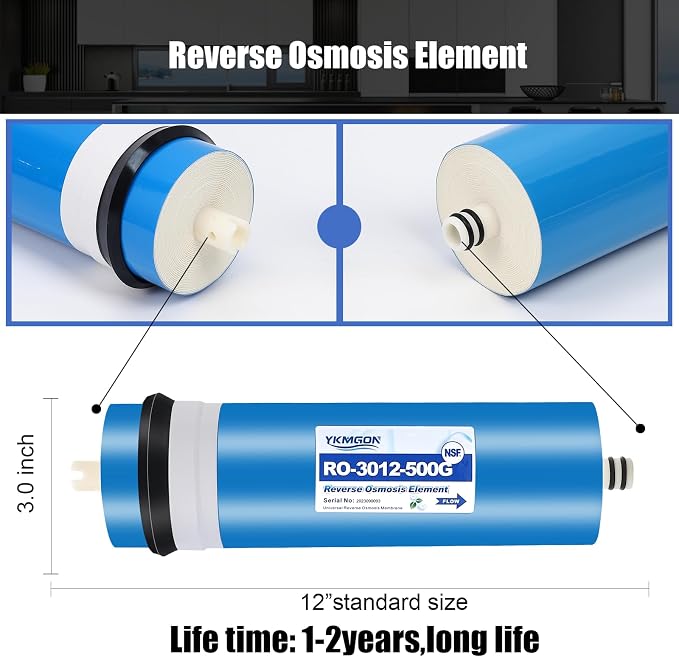 3012-500 GPD Universal Reverse Osmosis RO Membrane Element，3.0"x12" Replacement - Image 2
