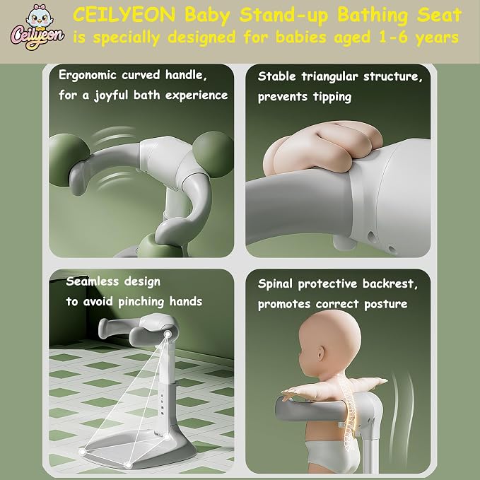 Baby Bath Stand, Foldable & Adjustable 5 Levels Infant Bath Seat, Upgraded Bath - Image 4