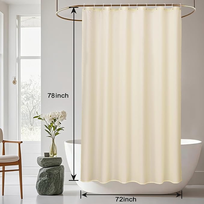 AooHome Extra Long Fabric Shower Curtain, Polyester Solid Shower Curtain Liner - Image 7