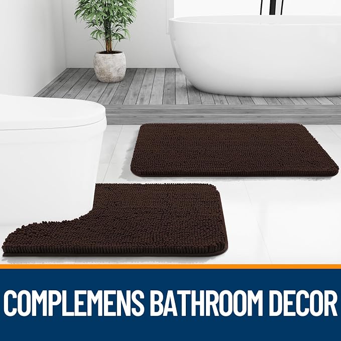 OLANLY Bathroom Rugs 59x24, Extra Soft Absorbent Chenille Bath Rugs, Rubber - Image 7