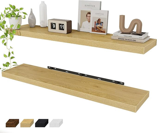 Floating Shelves Wall Shelf 48 Inch, 9.3 Inch Deep Floating Shelf by FunMemories