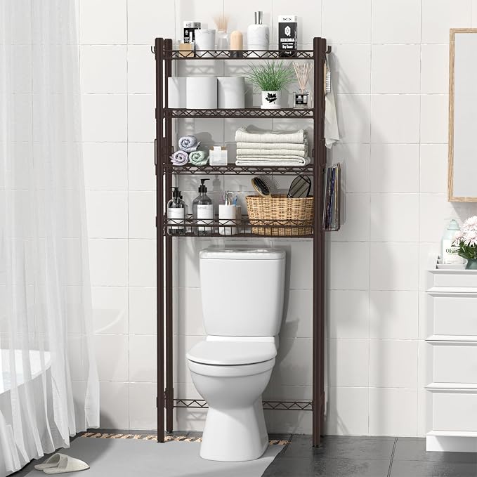 4-Tier Over Toilet Storage Shelf, Bathroom Organizer - Image 5