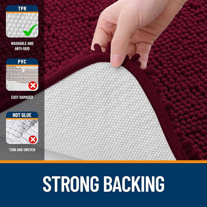 OLANLY Bathroom Rugs Sets 2 Piece, Soft Absorbent Chenille Bath Mats and - Image 5