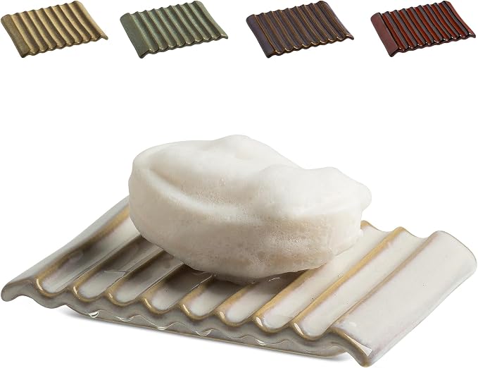 Soap Holder, Ceramic Bar Soap Dishes Soap Saver by LAUCHUH
