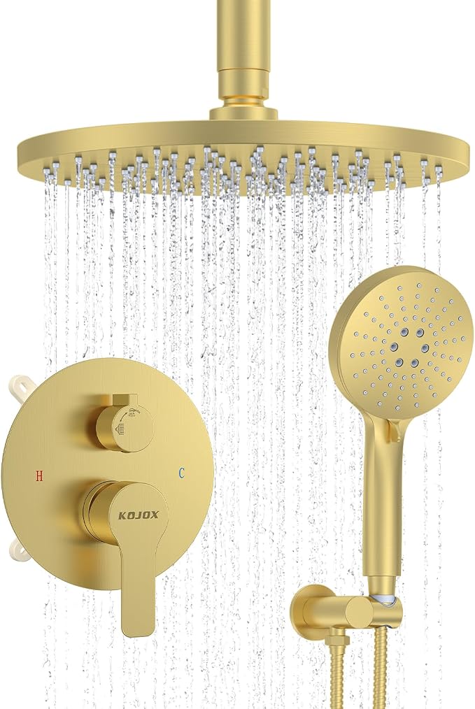 KOJOX 10 Inch Brushed Gold Shower System by KOJOXSANITARY