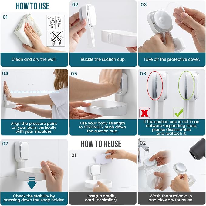 TAILI Soap Holder Saver, Bar Soap Dish Tray Suction Cup - Image 5