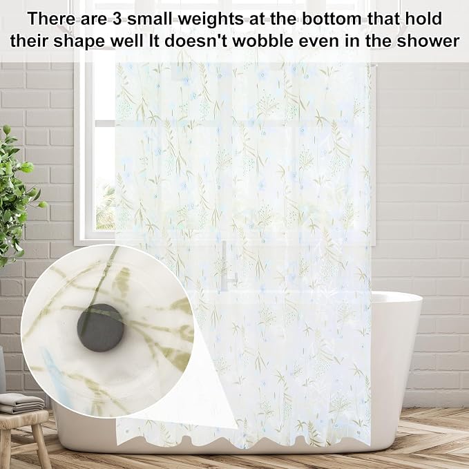 PEVA Shower Curtain, 72 x 72 Water Repellent Premium Bathroom Shower Curtain - Image 6