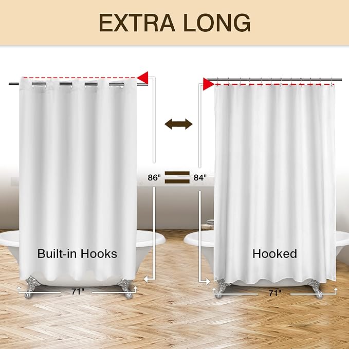 River Dream Extra Long No Hook Shower Curtain TPU Lining & No Required Liner - Image 4