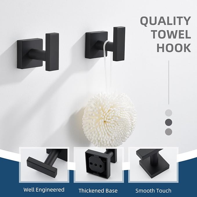 Angle Simple Bathroom Towel Hooks, Stainless Steel Robe Coat Hooks - Image 6